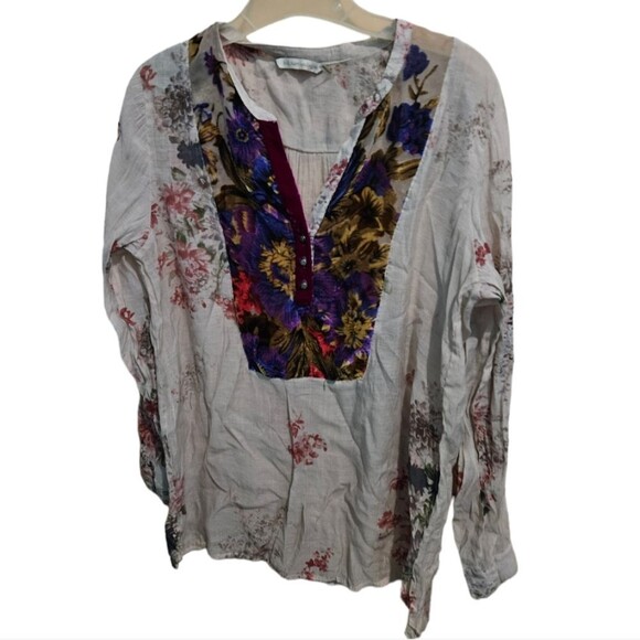 Soft Surroundings Victorian Floral Velvet Silk Boho Aria Tunic Bibbed He… - Picture 7 of 7